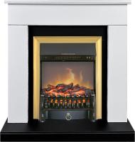 Royal Flame Каминокомплект Bergen (Разборный) - Белый с черным (Ширина 900 мм) с очагом Fobos FX M Brass