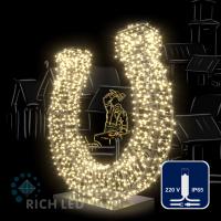 Светодиодная гирлянда Rich LED 10 м, 100 LED, 220 В, соединяемая, белый резиновый провод, теплая белая