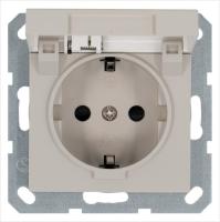 Розетка 1-м Shuko 16А IP20 с заземл. защ. шторки с крышкой механизм тауп Jasmart G5505T