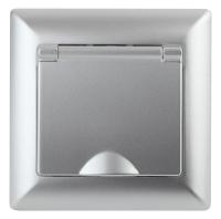 Розетка 1-м СП Solo 4-203-03 16А 250В IP20 2P+E Schuko с заземл. защ. крышка алюм. Intro Б0053659