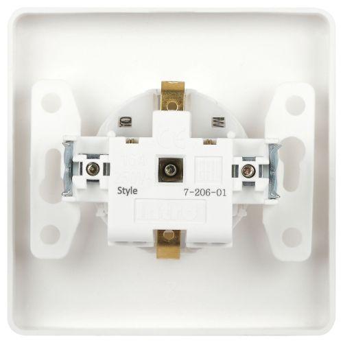 Розетка 1-м СП Style 7-206-01 16А 250В IP20 2P+E Schuko с заземл. защ. шторки бел. Intro Б0060623