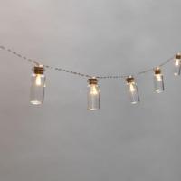 Гирлянда светодиодная Баночки 1,5 м, 10 LED, прозрачный ПВХ, цвет свечения теплый белый, 2 х АА (батарейки не в комплекте) NEON-NIGHT