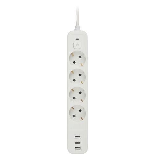 Удлинитель с сетевым фильтром 4х3м с заземл. 10А USF-4es-3m-3xUSBA-W +3xUSBA 3.1A с выкл. с базов. защитой бел. Эра Б0059569