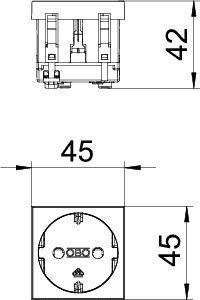 Розетка 1-м 1мод. STD-D0 AL1 16А 250В 0град. с заземл. защ. шторки алюм. OBO 6120018