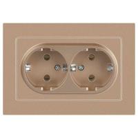 Розетка 2-м СП Accent 6-205-04 16А IP20 250В 2P+E Schuko AL/CU шампань Intro Б0063492