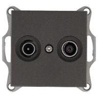 Розетка телевизионная проходная TV + FM 2-м Ф9.5мм механизм мокко Jasmart G6205Z