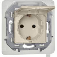 Розетка 1-м СП Inspiria 16А IP44 250В 2P+E защ. шторки с крышкой немецк. стандарт механизм сл. кость IEK 673741