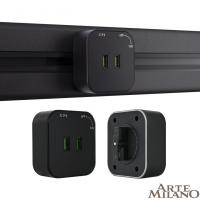Трековая система розеток Arte Milano 380022TS/USBx2 Black