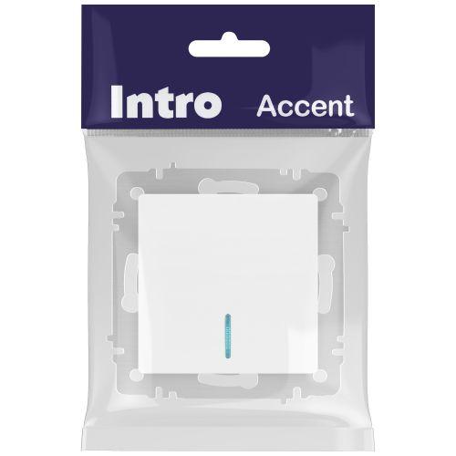 Выключатель 1-кл. СП Accent 6-102-01М 10А IP20 250В с подсветкой AL/CU бел. матов. Intro Б0063466