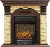 Royal Flame Каминокомплект Dublin угловой - Темный дуб / Сланец с очагом Majestic FX M Black RC