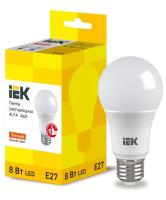 Лампа светодиодная Alfa 8Вт A60 грушевидная 3000К E27 230В (6шт) IEK LLA-A60-8-230-30-E27-6