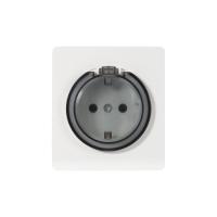 Розетка ROUND 1-ая с/з с/у, со шторками и крышкой 16А перламутр KRANZ