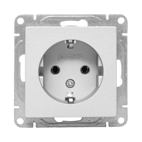 Розетка СП Эпика 16А с заземл. без защ. шторок механизм алюм. EKF UP1-SOA-110