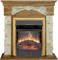 Royal Flame Каминокомплект Dublin (Разборный) - Дуб коньяк / Камень Онтарио с очагом Majestic FX Brass