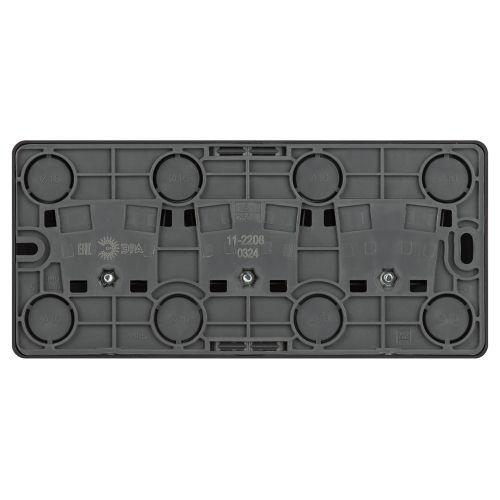 Розетка 3-м ОП Эксперт 11-2208-05 16А IP20 250В 3х2P+E Schuko с заземл. антрацит Эра Б0063007