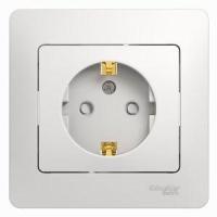 Розетка 1-м СП Glossa 16А IP20 с заземл. защ. шторки в сборе бел. SE GSL000144