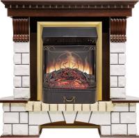Royal Flame Каминокомплект Pierre Luxe угловой - Темный дуб / Белый с очагом Majestic FX M Brass