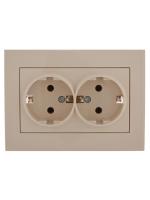 Розетка 2-м СП Rain с заземл. керамика крем. LEZARD 703-0303-127