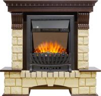 Royal Flame Каминокомплект Pierre Luxe - Темный дуб / Шампань с очагом Aspen Black