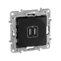 Розетка USB 2-м СП 2мод. Etika 240В/5В 2400мА механизм антрацит IEK 672694
