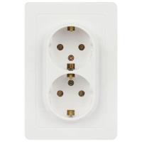 Розетка 2-м СП Style 7-205-01 16А 250В IP20 2х2P+E Schuko с заземл. бел. Intro Б0060621