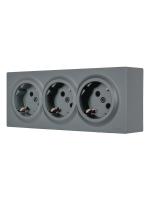 Розетка 3-м ОП LETO с заземл. закрытый корпус ПБТ графит LEZARD 752-3400-127BUP