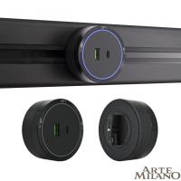 Трековая система розеток Arte Milano 380066TS LED/USB-Type-C Black