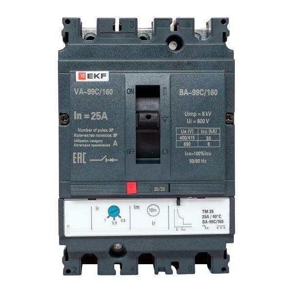 Выключатель автоматический 3п 160/25А 36кА ВА-99C Compact NS PROxima EKF mccb99C-160-25