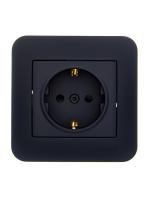Розетка 1-м СП ASTI 16А IP20 с заземл. защ. шторки термопласт в сборе черн. бархат. LEZARD 7081-4242-124B