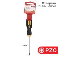 Отвертка крестовая PZ 0х75мм двухкомпонентная рукоятка Rexant 12-6413