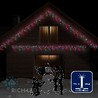 Светодиодная бахрома Rich LED, 3*0.5 м, мульти (крас., зелен., роз.), мерцающая, прозрачный провод