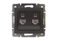 Розетка компьютерная 2-м Rain RJ45 механизм матов. черн. графит LEZARD 703-4188-141