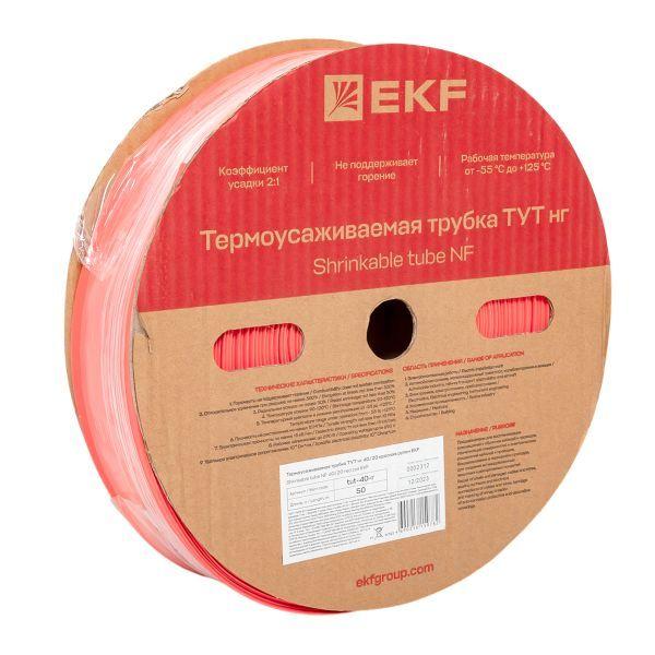 Трубка термоусадочная ТУТ нг 40/20 красн. (уп.50м) EKF tut-40-r