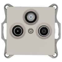 Розетка телевизионная проходная TV + FM + SAT 3-м Ф9.5мм механизм тауп Jasmart G6207T