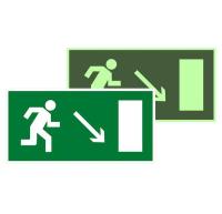 Знак эвакуационный E 07 "Направление к эвакуационному выходу направо вниз" 150х300мм пленка самоклеящаяся с фотолюминесцентным покрытием EKF an-e-07-f