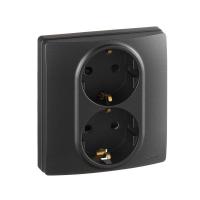 Розетка Inspiria 16А 250В 2х2p+E защ. шторки безвинт. зажимы антрацит IEK 673758