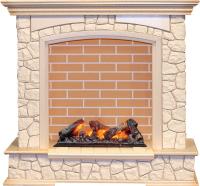 Dimplex Каминокомплект Preston - Слоновая кость с патиной / Кирпич с очагом Cassette 600 NH