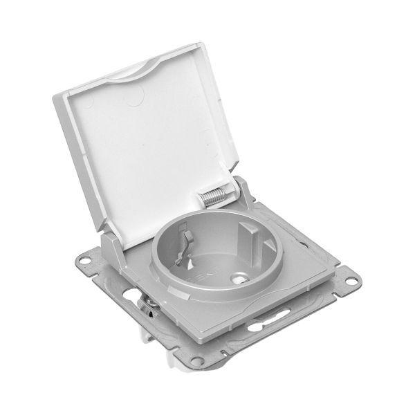 Розетка СП Эпика 16А IP44 с заземл. защ. шторки с крышкой механизм алюм. EKF UP1-SOA-111-44