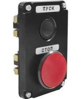 Пост управления ПКЕ 122-2 У2 10А 660В 2 элемента черн. цилиндр и красн. гриб в нишу IP54 Электротехник ET519061