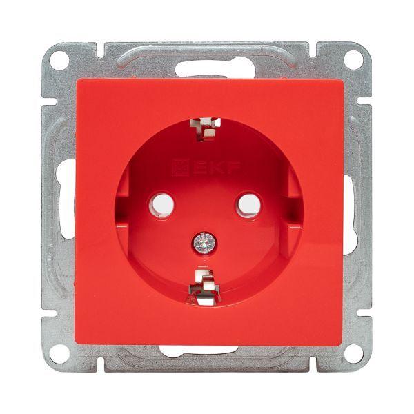Розетка СП Эпика 16А с заземл. защ. шторки механизм красн. EKF UP1-SOR-111