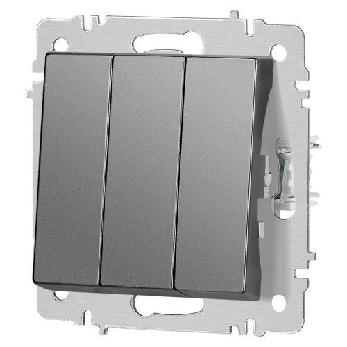 Выключатель 3-кл. СП Accent 6-106-07 10А IP20 250В AL/CU графит Intro Б0063544