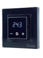 Термостат програмируемый с сенсорными кнопками и датчиком темпер. пола без расписания совместим с рамками с внутрен. размером 56х56мм Schneider Unica Exxact и Legrand Valena черн. Extherm ET-43(b)
