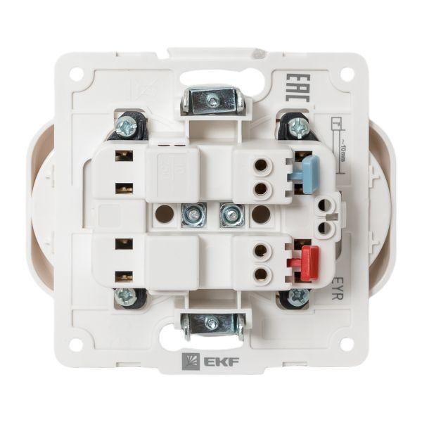 Розетка 2-м СП Стокгольм 10А IP20 без заземл. защ. шторки механизм бел. PROxima EKF EYR10-102-10