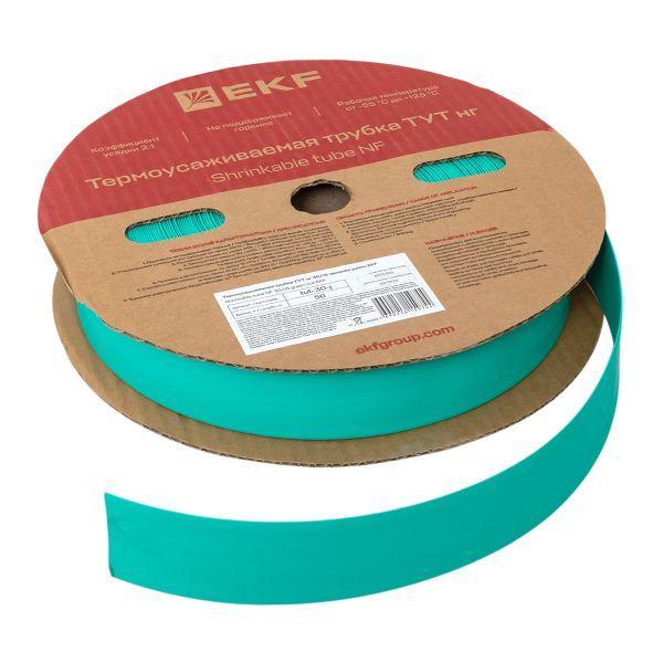 Трубка термоусадочная ТУТ нг 30/15 зел. (уп.50м) EKF tut-30-j