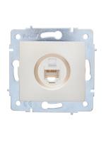 Розетка компьютерная 1-м СП ASTI IP20 RJ45 механизм Cat 5e жемчуж./бел. перламутр. LEZARD 7081-3088-139