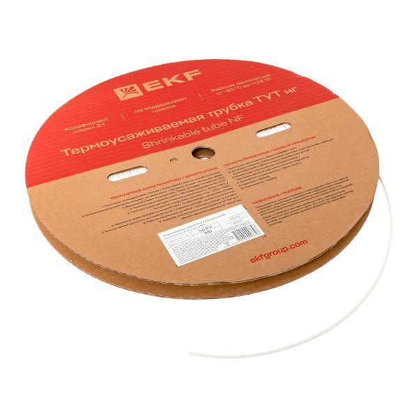 Трубка термоусадочная ТУТ нг 2/1 бел. (уп.200м) EKF tut-2-w