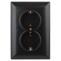 Розетка 2-м СП Solo 4-205-05 16А 250В IP20 2х2P+E Schuko с заземл. антрацит Intro Б0053677