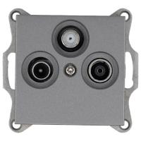 Розетка телевизионная проходная TV + FM + SAT 3-м Ф9.5мм механизм алюм. Jasmart G6207S