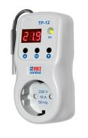 Терморегулятор в розетку ТР-12-3 с функцией реле напряжения 16А датчик сверху 10см НовАтек-Электро 3425606120-3