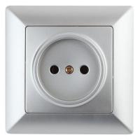Розетка 1-м СП Solo 4-201-03 2P 16А 250В IP20 без заземл. алюм. Intro Б0053643